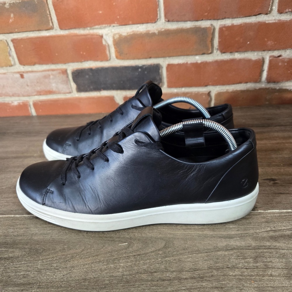 ECCO Shoes Soft 7 Men's Size 11-11.5 U.S (45) city Black Leather Low Top Lace Up